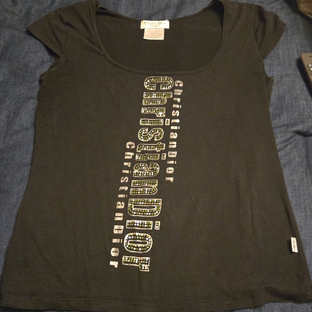 Dior Black Fitted Graphic Short Sleeve Tee